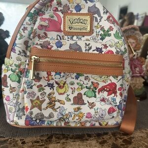 Loungefly Pokemon Character Print Backpack with Brown Accents